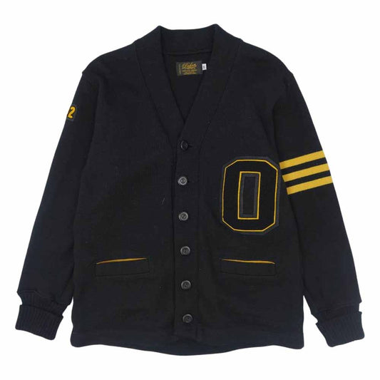 ディーエン Varsity Cardigan バーシティ ワッペン レタード カーディガン ブラック系 M【中古】
