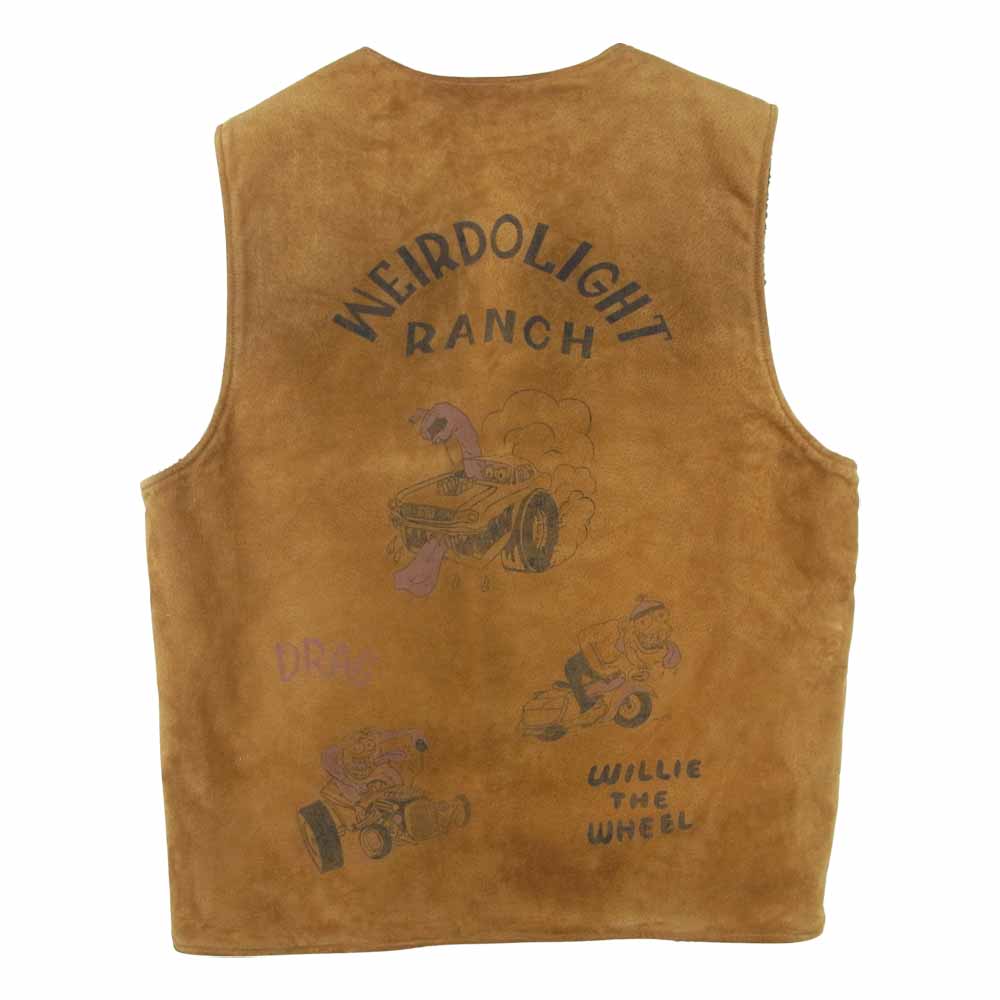 WEIRDO ウィアード WRD-19-AW-02 LIGHT RANCH VEST HOG SKIN 裏ボア フォグ スキン ライト ランチ ベスト ブラウン系 XL【中古】