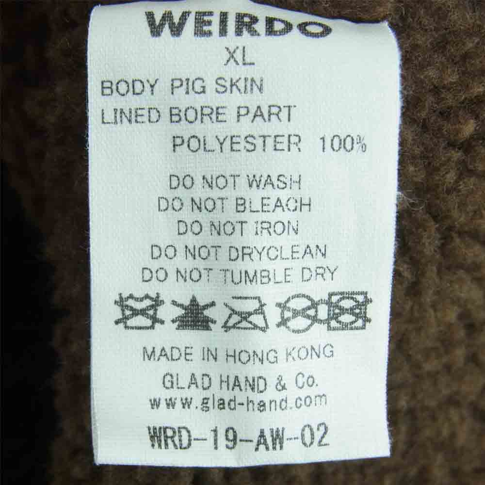 WEIRDO ウィアード WRD-19-AW-02 LIGHT RANCH VEST HOG SKIN 裏ボア フォグ スキン ライト ランチ ベスト ブラウン系 XL【中古】