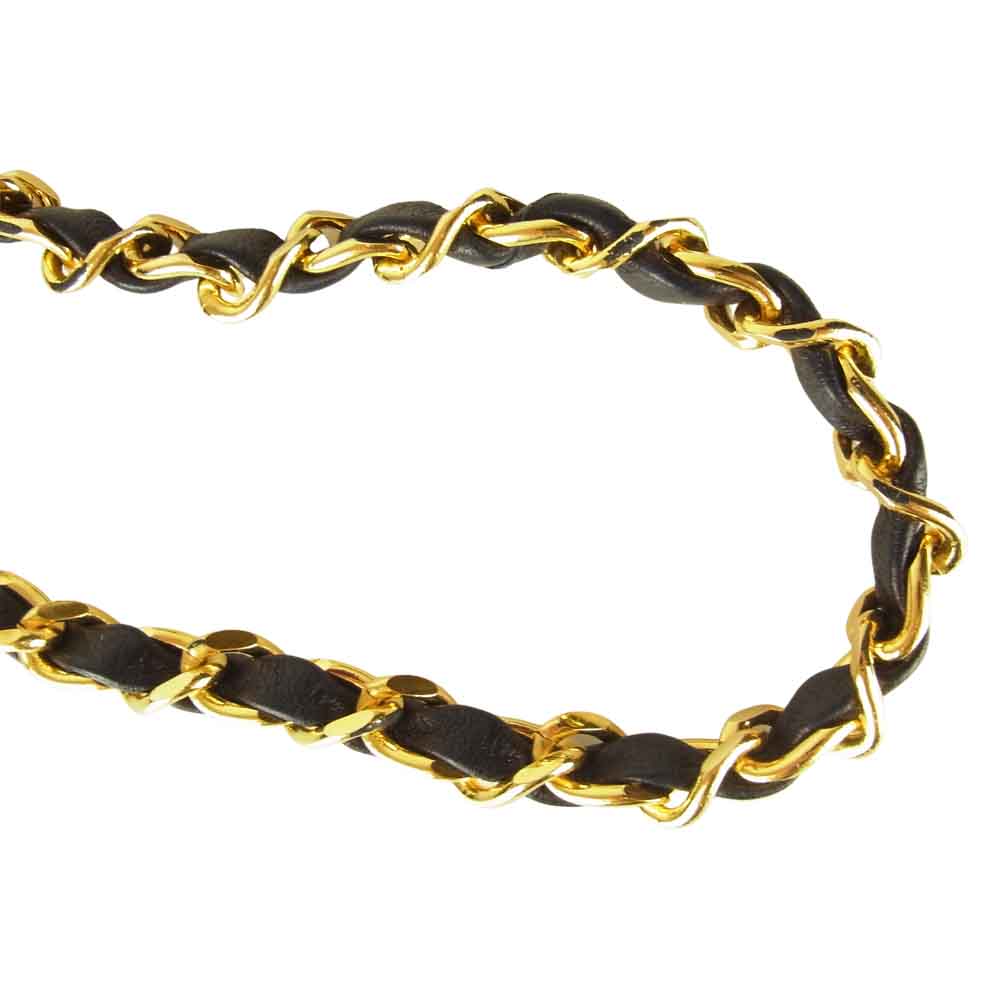 CHANEL シャネル ヴィンテージ コットン マトラッセ ココマーク チェーンショルダー ネイビー系【中古】