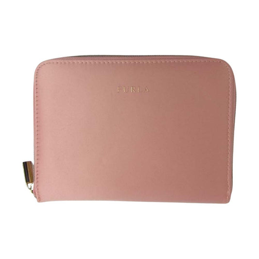 Furla フルラ 内部フラミンゴ総柄 ナイロン ジップ ショルダー ポーチ ピンク系【中古】