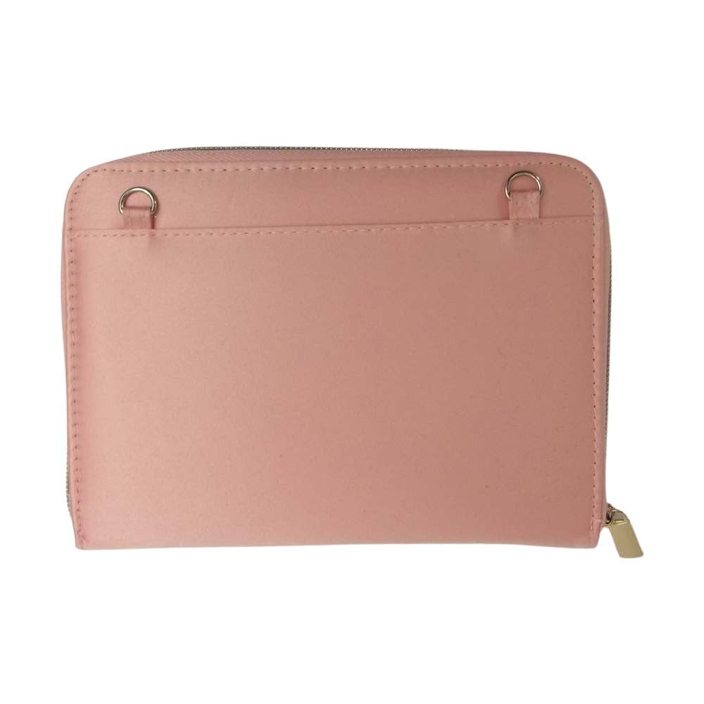 Furla フルラ 内部フラミンゴ総柄 ナイロン ジップ ショルダー ポーチ ピンク系【中古】