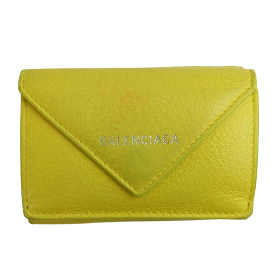 BALENCIAGA バレンシアガ 391446 DLQ0N 7155 パピエ ミニ ペーパー ウォレット  イエロー系 表記無し【中古】