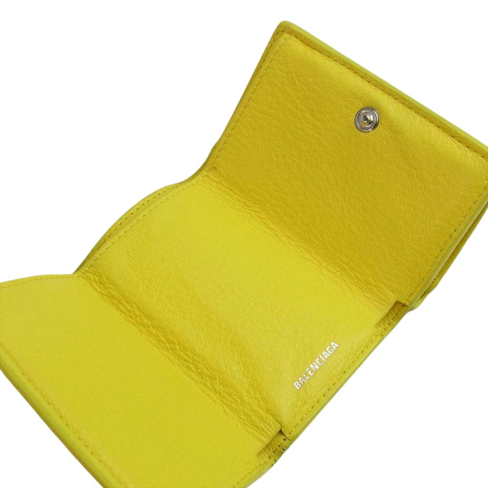 BALENCIAGA バレンシアガ 391446 DLQ0N 7155 パピエ ミニ ペーパー ウォレット  イエロー系 表記無し【中古】