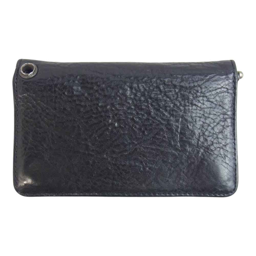 CHROME HEARTS クロムハーツ（原本無） 1ZIP CROSS PATCH 1ジップ クロスボタン クロスパッチ レザー ウォレット ブラック系【中古】