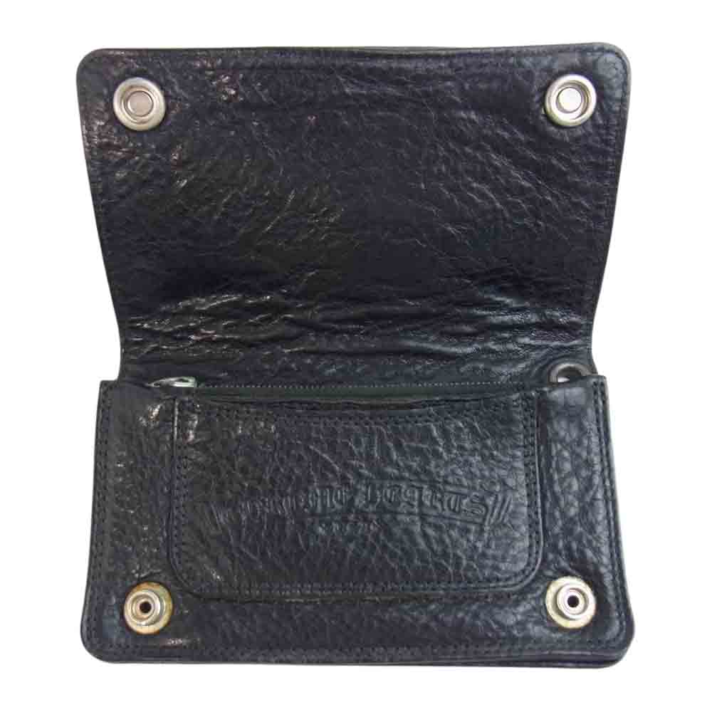 CHROME HEARTS クロムハーツ（原本無） 1ZIP CROSS PATCH 1ジップ クロスボタン クロスパッチ レザー ウォレット ブラック系【中古】