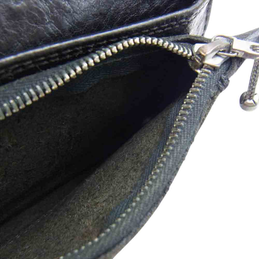 CHROME HEARTS クロムハーツ（原本無） 1ZIP CROSS PATCH 1ジップ クロスボタン クロスパッチ レザー ウォレット ブラック系【中古】