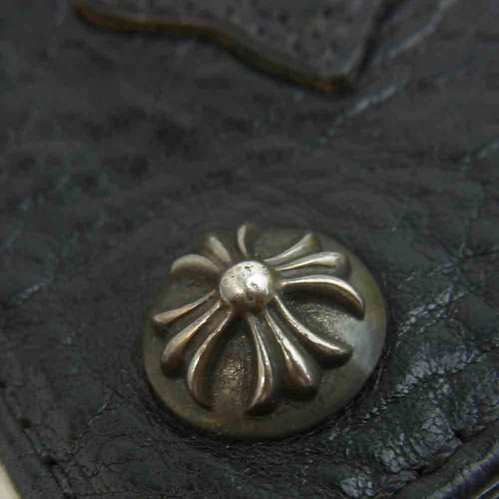 CHROME HEARTS クロムハーツ（原本無） 1ZIP CROSS PATCH 1ジップ クロスボタン クロスパッチ レザー ウォレット ブラック系【中古】
