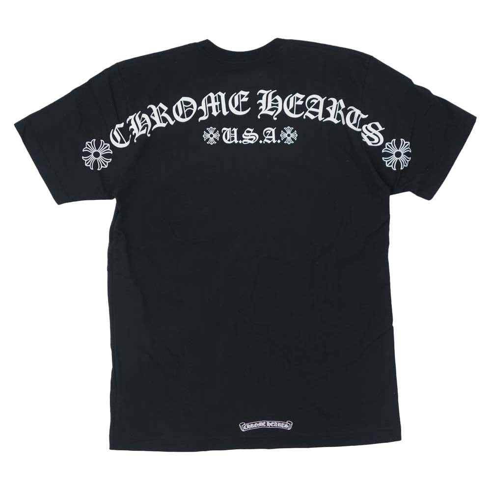 CHROME HEARTS クロムハーツ（原本無） スクロールラベル プリント 胸ポケット Tシャツ ブラック系 L【中古】