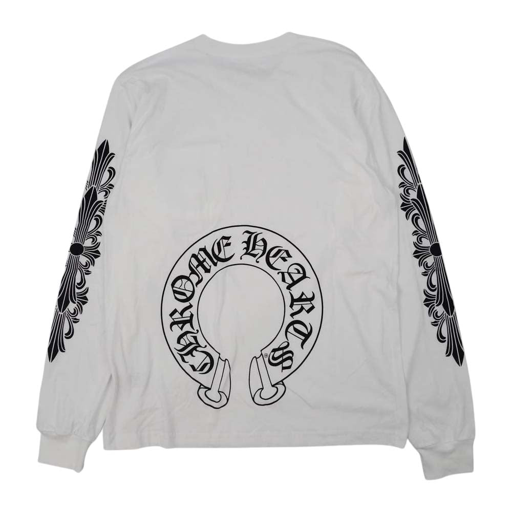 CHROME HEARTS クロムハーツ（原本無） ホースシュー 胸プリント ポケット 長袖Tシャツ  ホワイト系 L【中古】