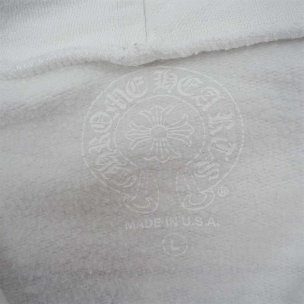 CHROME HEARTS クロムハーツ（原本無） スクロールラベル ダガージップ プリント パーカー ホワイト系 L【中古】