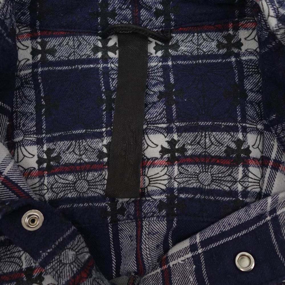 CHROME HEARTS クロムハーツ（原本無） CHプラス クロスパッチ チェックシャツ L【中古】