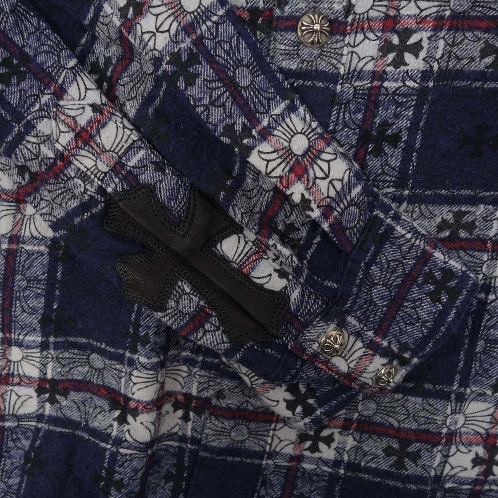 CHROME HEARTS クロムハーツ（原本無） CHプラス クロスパッチ チェックシャツ L【中古】