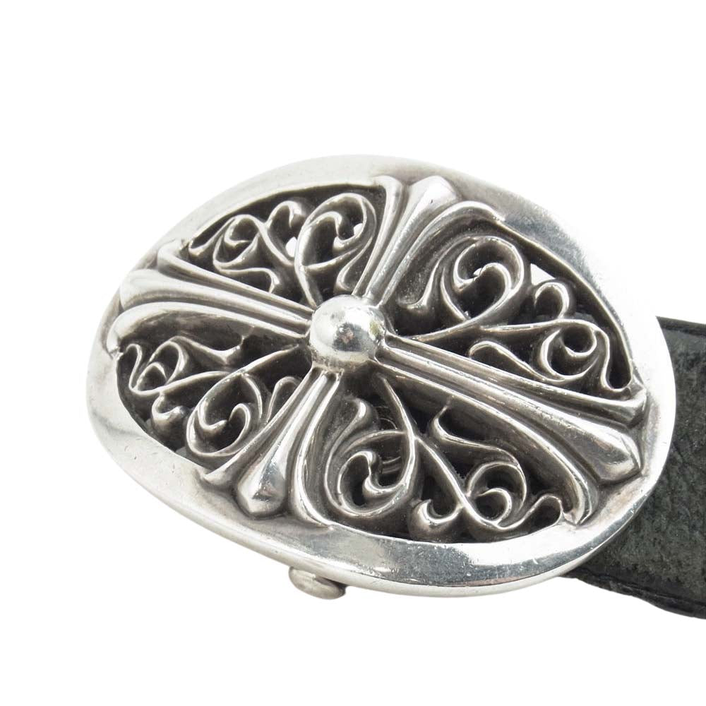 CHROME HEARTS クロムハーツ（原本無） クラシック オーバル バックル レザー ベルト シルバー系 ブラック系【中古】