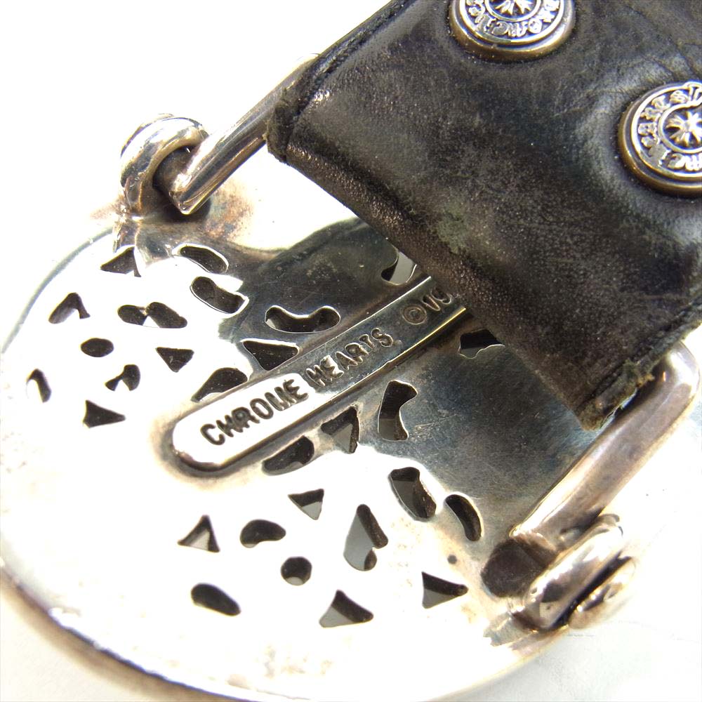 CHROME HEARTS クロムハーツ（原本無） クラシック オーバル バックル レザー ベルト シルバー系 ブラック系【中古】