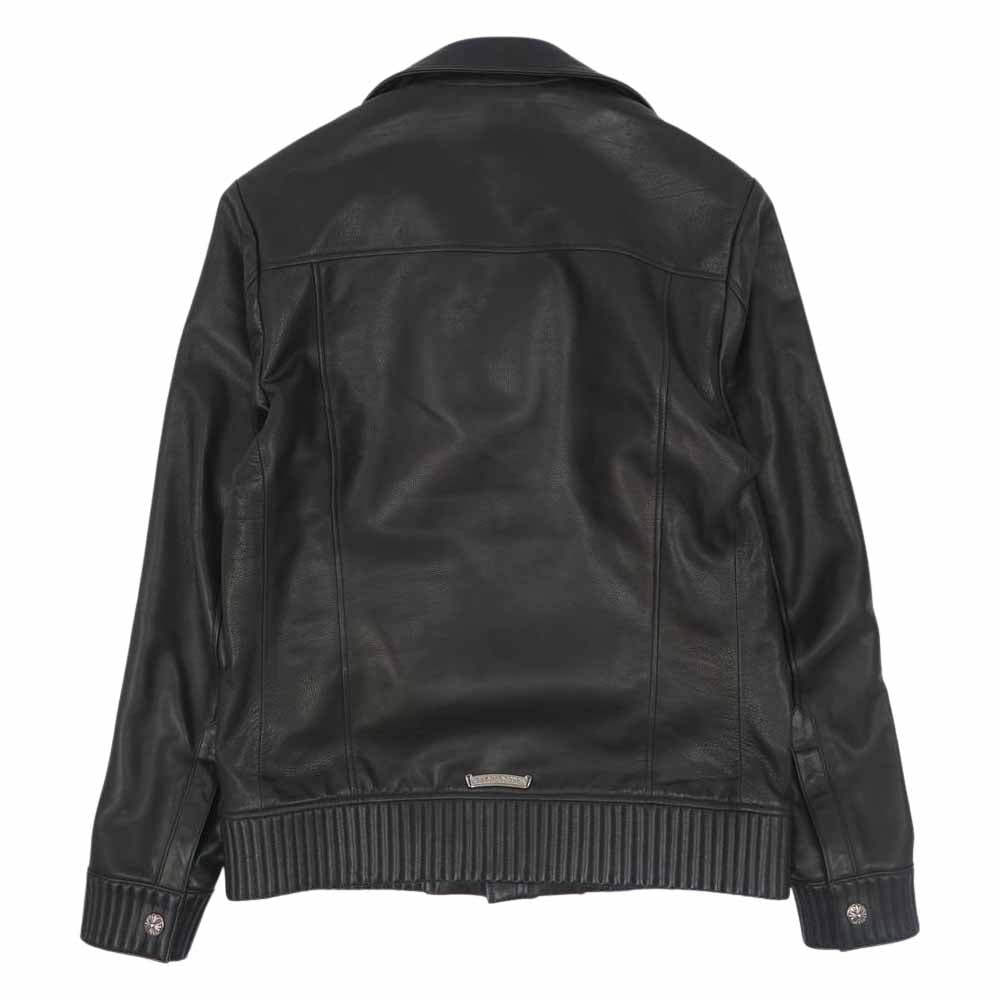 CHROME HEARTS クロムハーツ（原本無） 襟付 ダガージップ レザー リブ ブルゾン JVP ブラック系 L【中古】