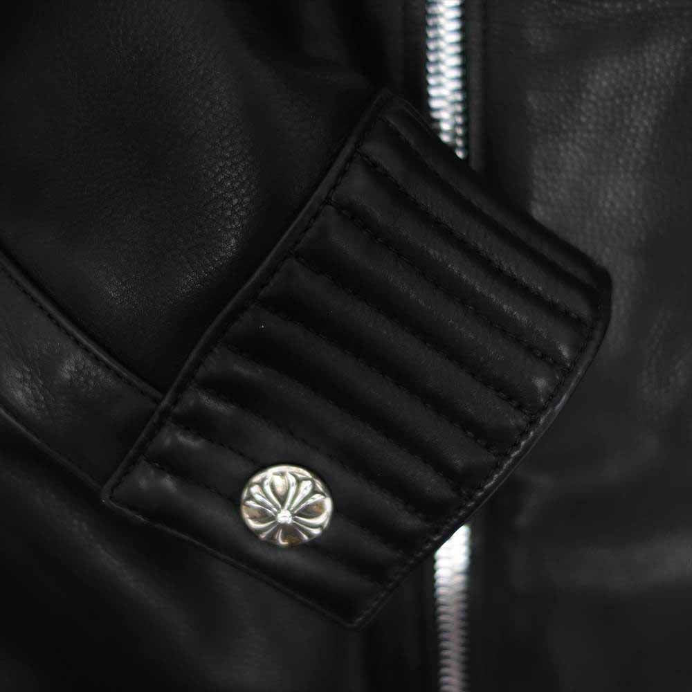 CHROME HEARTS クロムハーツ（原本無） 襟付 ダガージップ レザー リブ ブルゾン JVP ブラック系 L【中古】