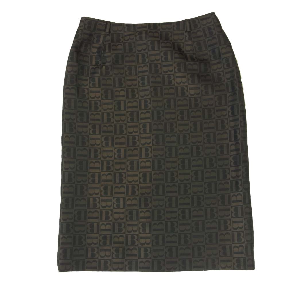BURBERRY BLUE LABEL バーバリーブルーレーベル B 総柄 スカート ブラック系 ブラウン系 38【中古】