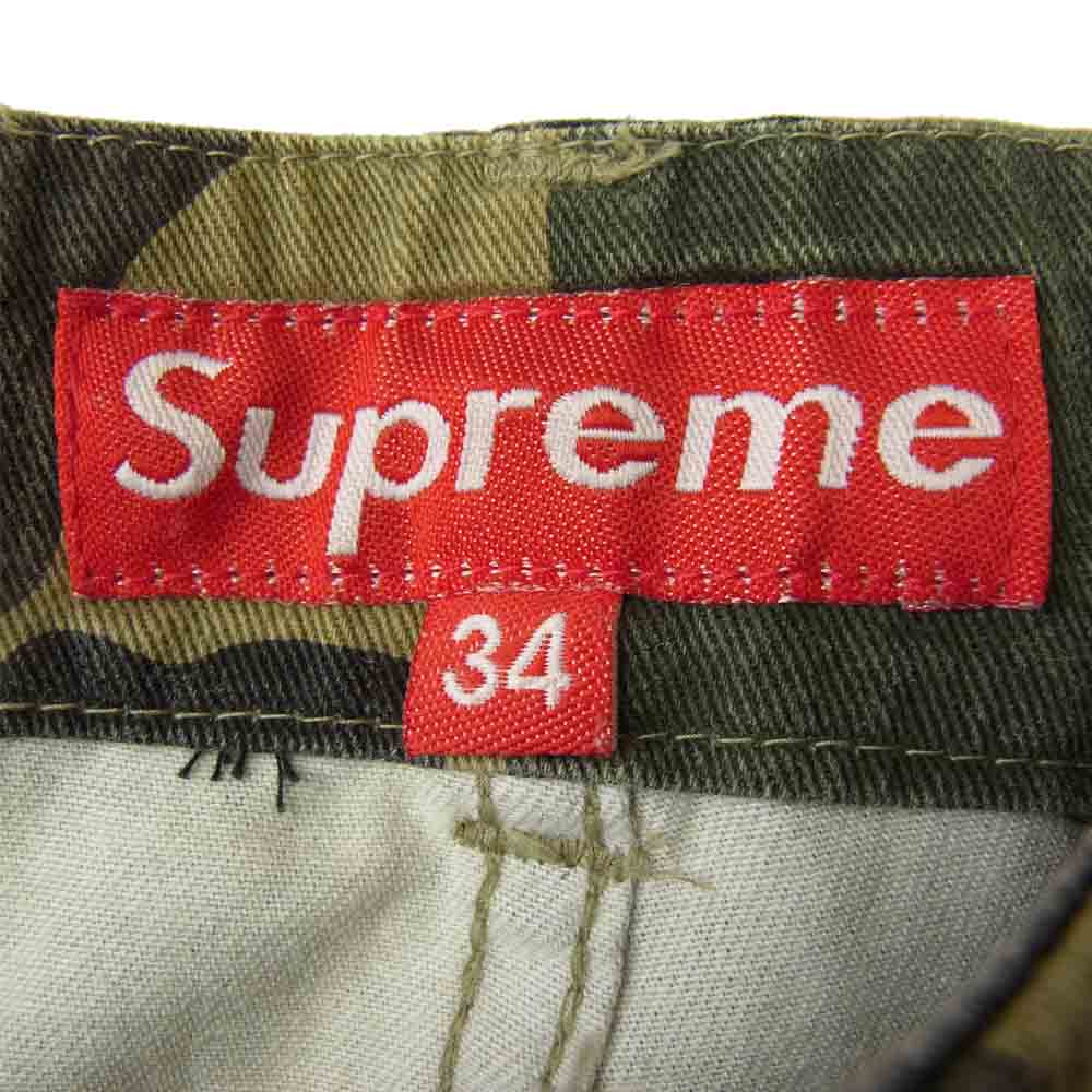 Supreme シュプリーム 初期 90s USA製 カモ 6ポケット カーゴ パンツ カーキ系 34【中古】