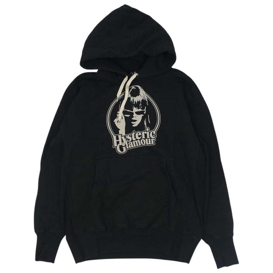 HYSTERIC GLAMOUR ヒステリックグラマー 18AW 02183CF06 LOOKING AT YOU プルオーバー フーディ パーカー ブラック系 L【中古】