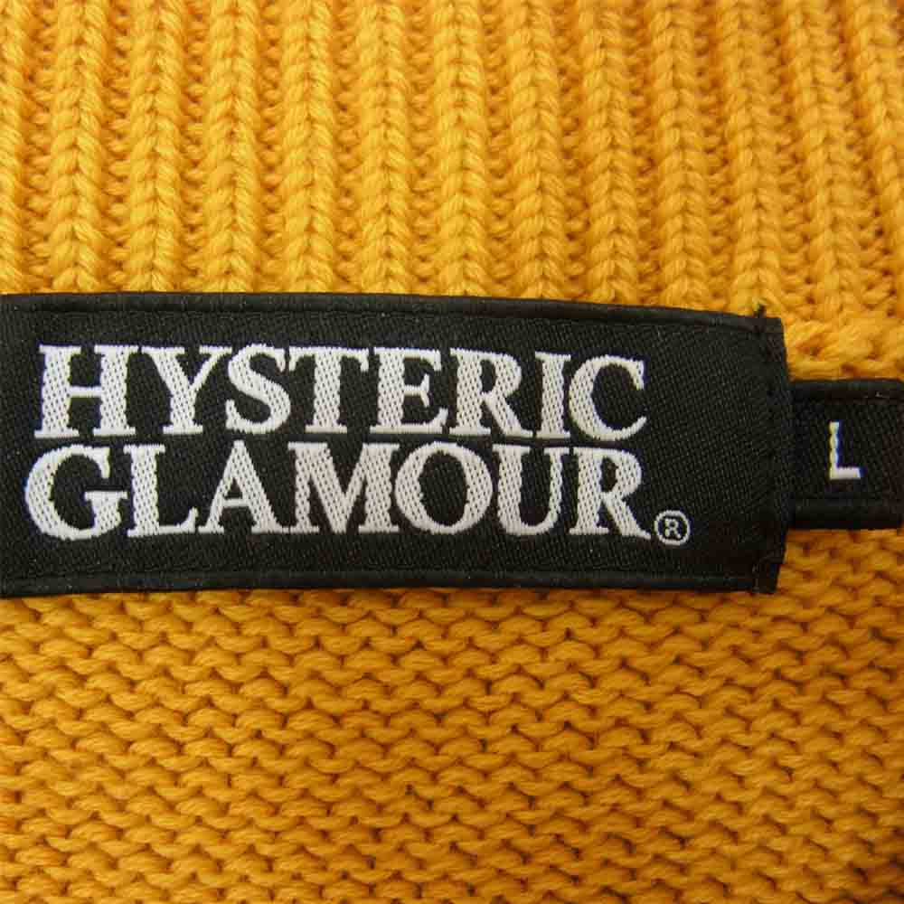 HYSTERIC GLAMOUR ヒステリックグラマー 02211NS01 MAKE ME SMILE 編込 プルオーバー セーター イエロー系 L【中古】
