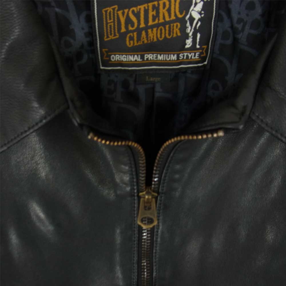 HYSTERIC GLAMOUR ヒステリックグラマー 02203LB04 野口強 コラボ レザージャケット ブルゾン ブラック系 L【中古】