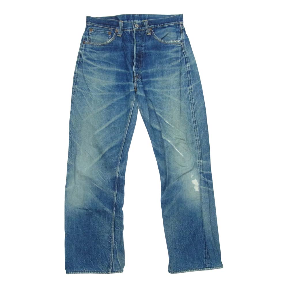 WAREHOUSE ウエアハウス レザー パッチ デニム パンツ ダメージ インディゴブルー系【中古】