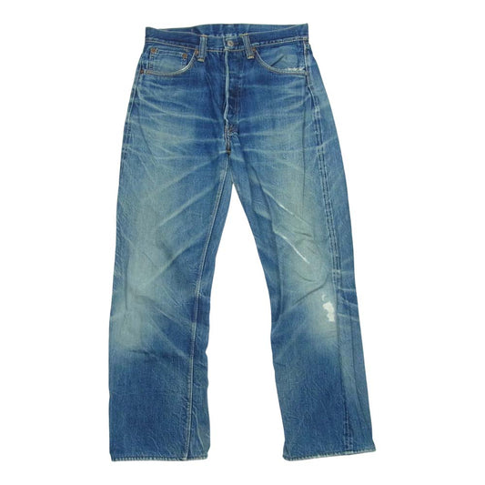 WAREHOUSE ウエアハウス レザー パッチ デニム パンツ ダメージ インディゴブルー系【中古】