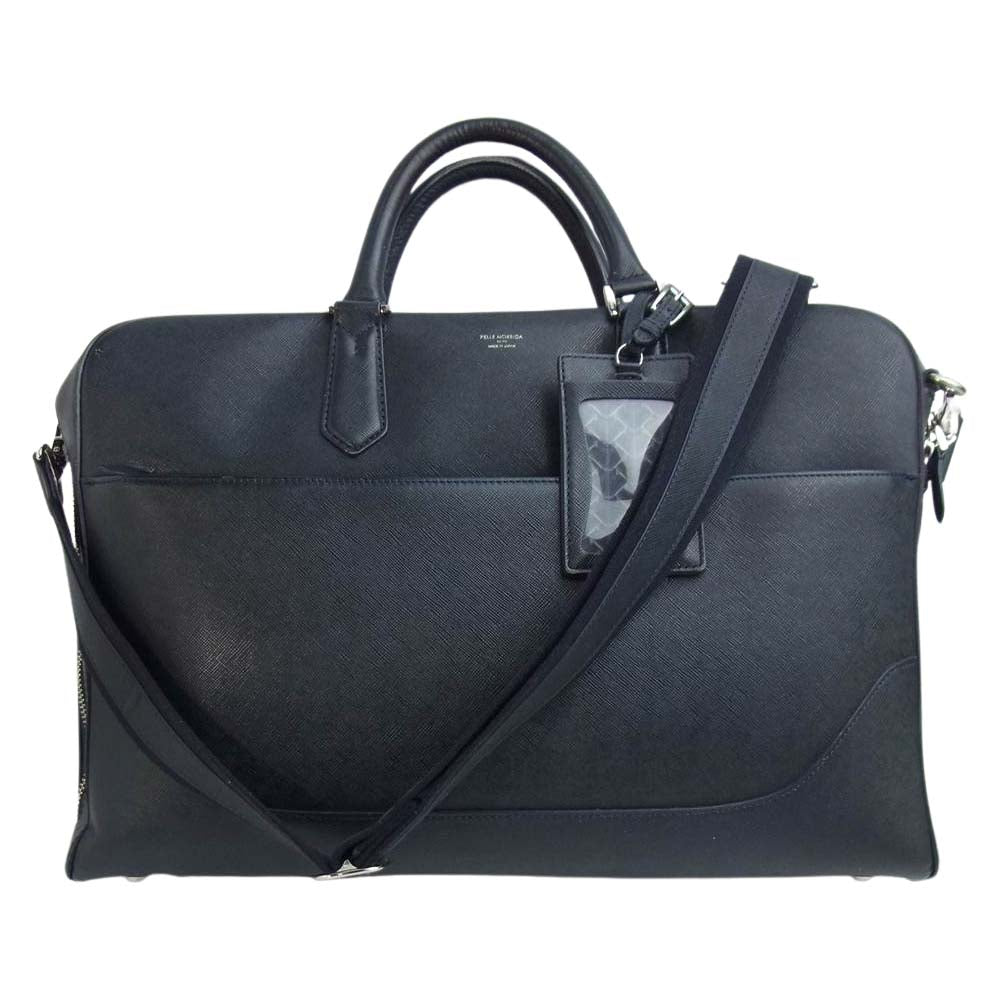 PELLE MORBIDA ペッレモルビダ PMO-CA013 Capitano 2WAY BRIEF CASE キャピターノ レザー ブリーフケース ビジネス バッグ ネイビー系【中古】