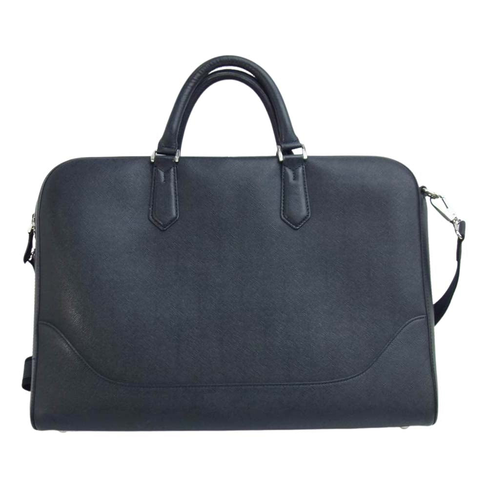 PELLE MORBIDA ペッレモルビダ PMO-CA013 Capitano 2WAY BRIEF CASE キャピターノ レザー ブリーフケース ビジネス バッグ ネイビー系【中古】
