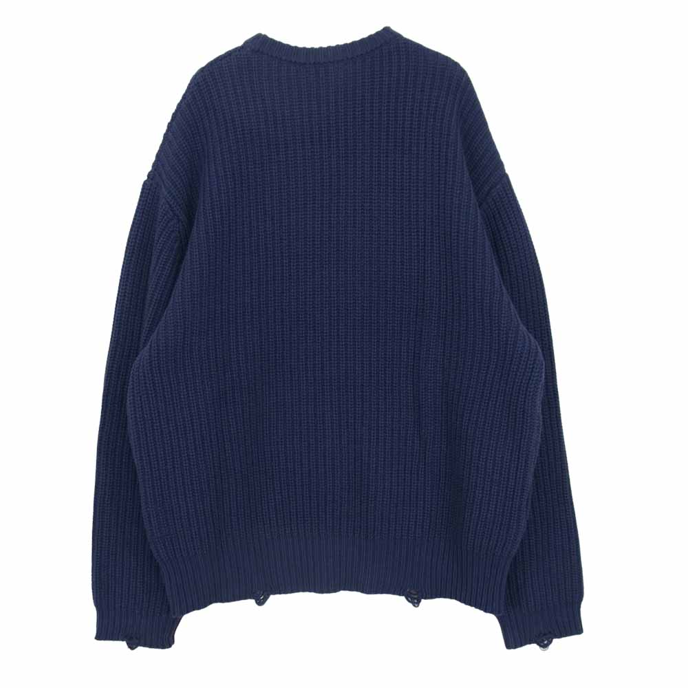 イエスタデイズ トゥモロー YT-K0705 MIX WOVEN PHAT SWEATER ダメージ加工 ミックス ウーブン ニット セーター ネイビー系 S【中古】