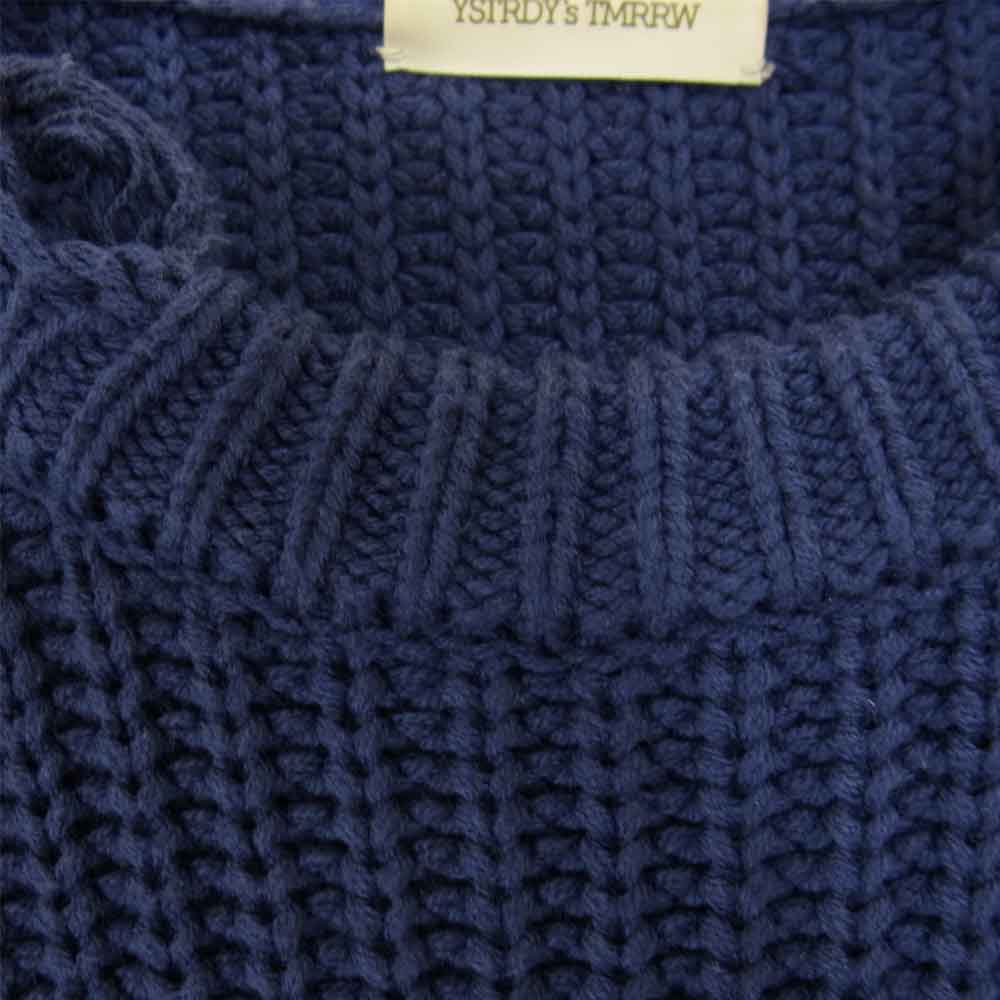 イエスタデイズ トゥモロー YT-K0705 MIX WOVEN PHAT SWEATER ダメージ加工 ミックス ウーブン ニット セーター ネイビー系 S【中古】