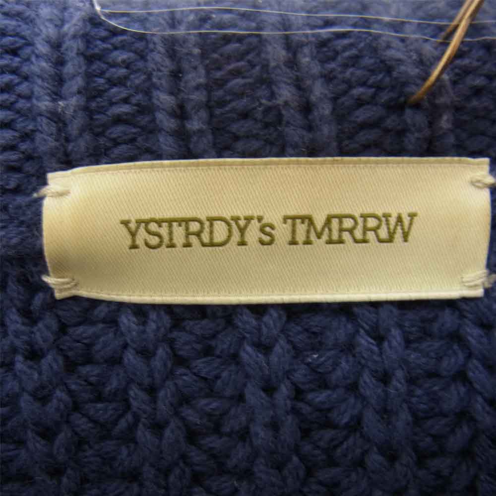 イエスタデイズ トゥモロー YT-K0705 MIX WOVEN PHAT SWEATER ダメージ加工 ミックス ウーブン ニット セーター ネイビー系 S【中古】