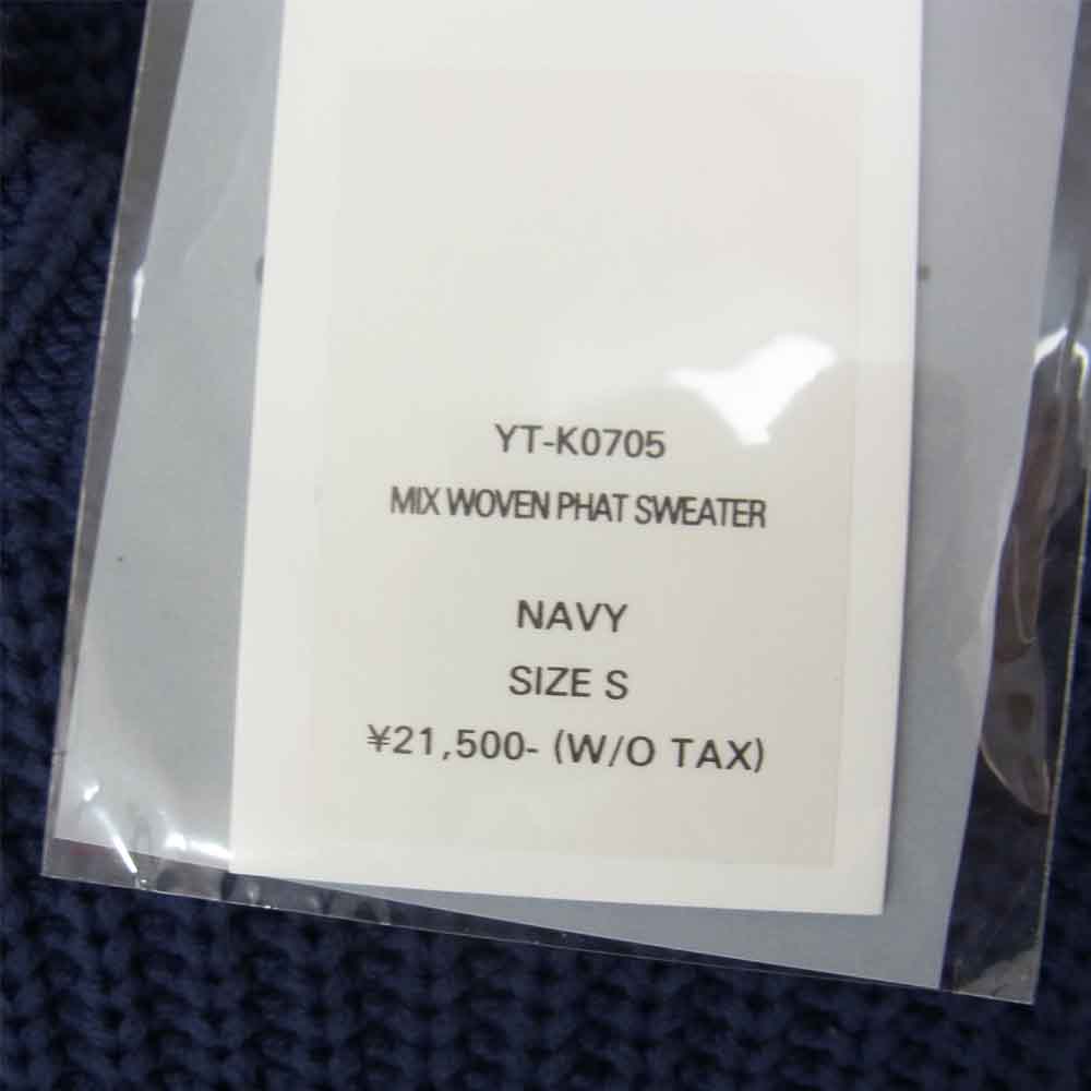 イエスタデイズ トゥモロー YT-K0705 MIX WOVEN PHAT SWEATER ダメージ加工 ミックス ウーブン ニット セーター ネイビー系 S【中古】