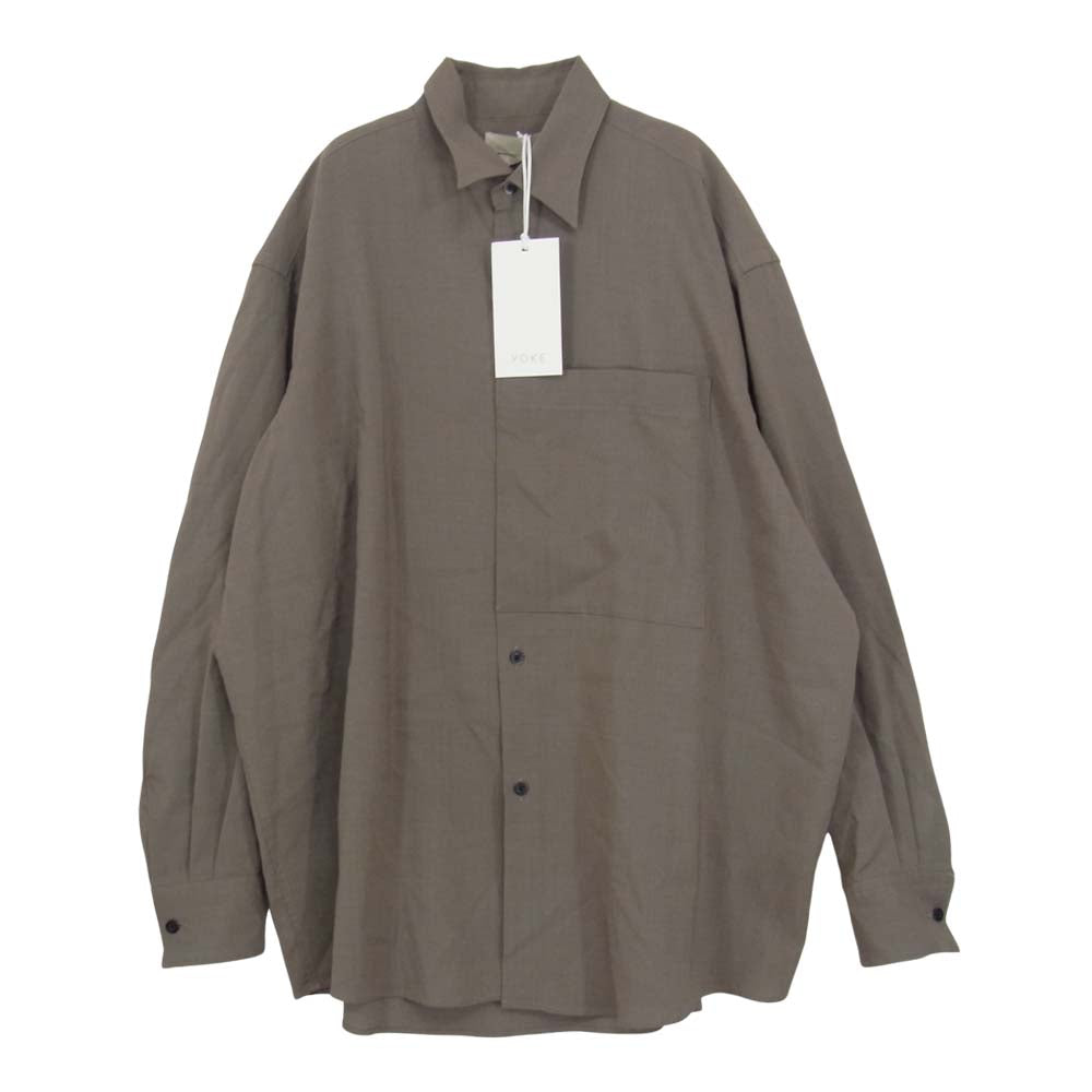 ヨーク 21SS YK21SS0189SH OVERSIZED BIG POCKET SHIRT オーバーサイズ ビッグ ポケット 長袖 シャツ グレー系 2【美品】【中古】