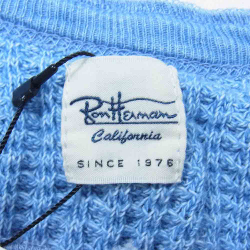 Ron Herman ロンハーマン サーマル ヘンリーネック 長袖 Tシャツ カットソー ライトブルー系 L【新古品】【未使用】【中古】