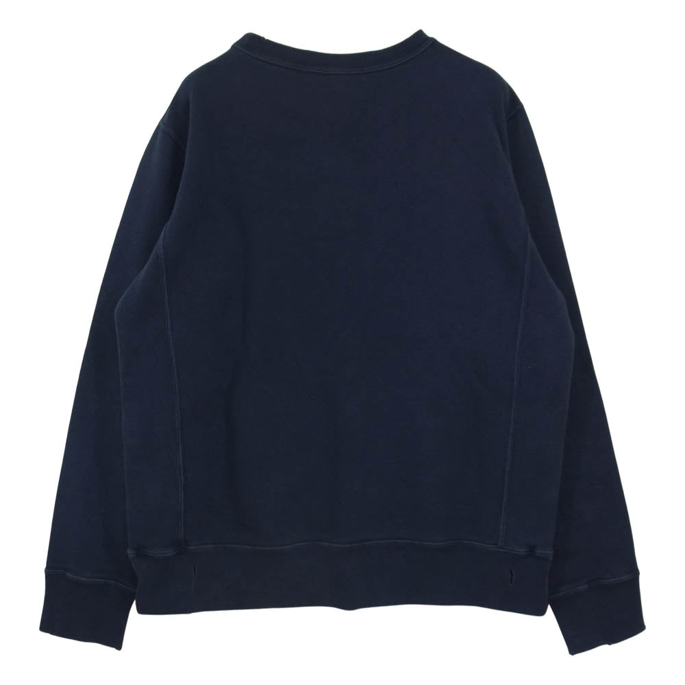 Ron Herman ロンハーマン ダメージ加工 カレッジロゴ プリント スウェット トレーナー ネイビー系 S【中古】