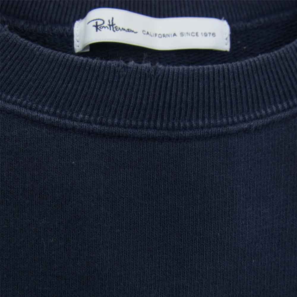 Ron Herman ロンハーマン ダメージ加工 カレッジロゴ プリント スウェット トレーナー ネイビー系 S【中古】