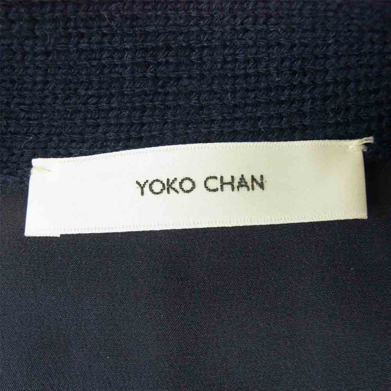 YOKO CHAN ヨーコチャン YCN-320-075 シルク切替 ウール カーディガン ネイビー系 36【中古】
