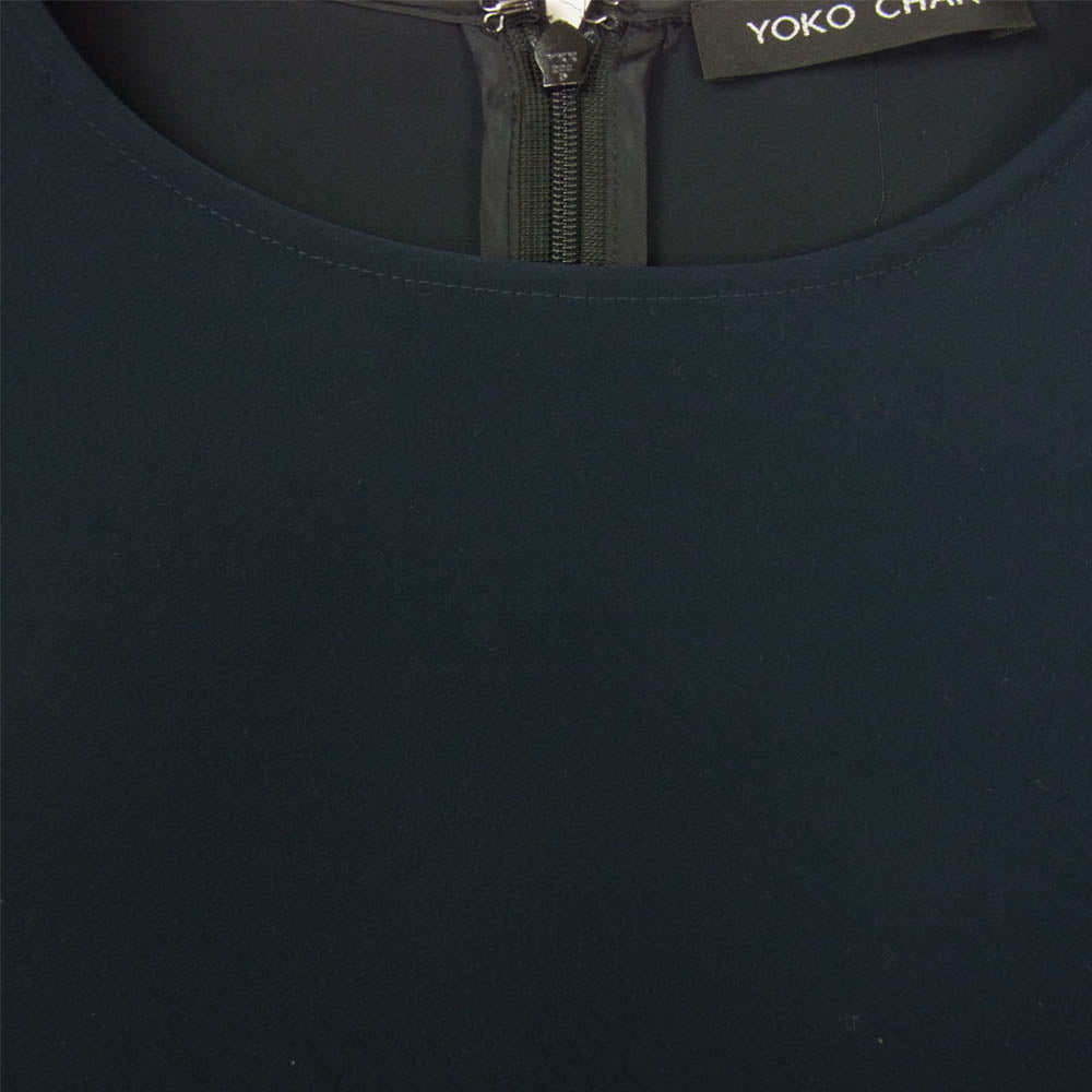 YOKO CHAN ヨーコチャン YEB-416-002 クルーネック フレア ブラウス ネイビー系 36【中古】