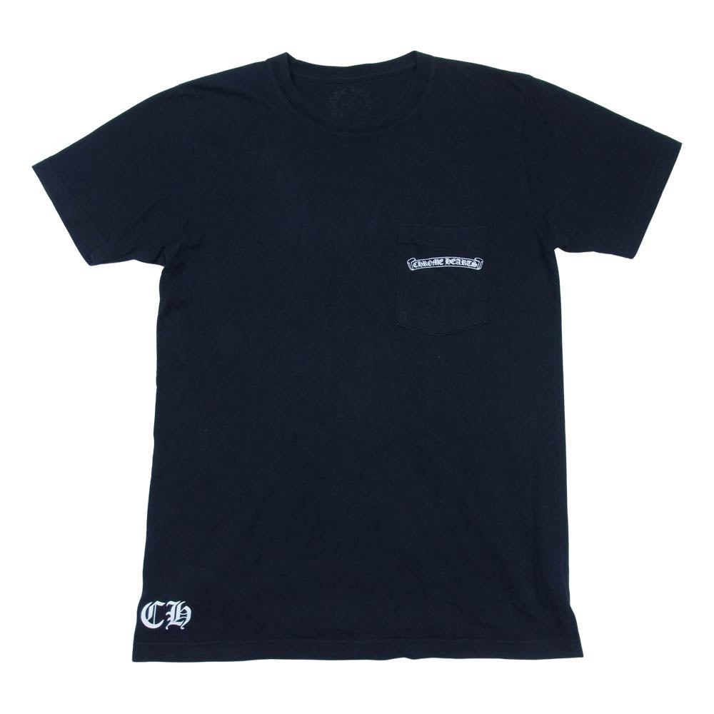 CHROME HEARTS クロムハーツ（原本無） FLEURKNEE T-SHIRT MULTI LOGO マルチロゴ スクロールラベル プリント フレアニー 半袖 ポケット Tシャツ ブラック系 ホワイト系 M【中古】