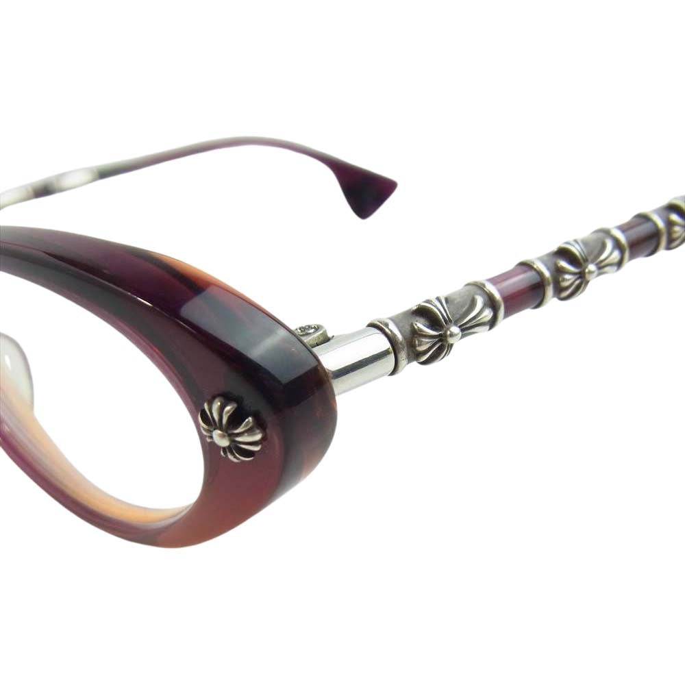 CHROME HEARTS クロムハーツ（原本無） LOVE TUNNEL CHクロス フレーム 度入り アイウェア ワインレッド系【中古】