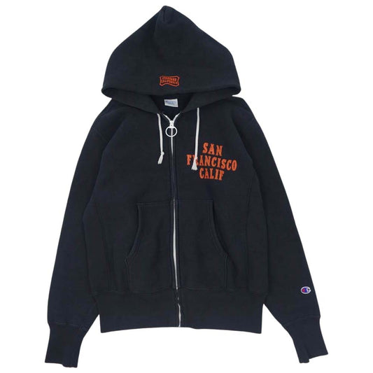 STANDARD CALIFORNIA スタンダードカリフォルニア × Champion チャンピオン リバースウィーブ スウェット ジップアップ パーカー ブラック系 M【中古】