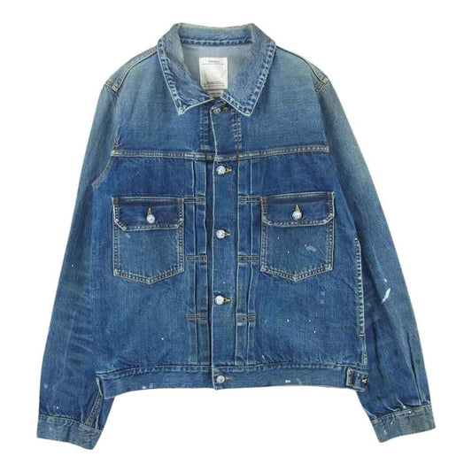 VISVIM ビズビム 18AW 0118205006006 101 JKT DRY DENIM ペイント加工 デニム ジャケット インディゴブルー系 2【中古】