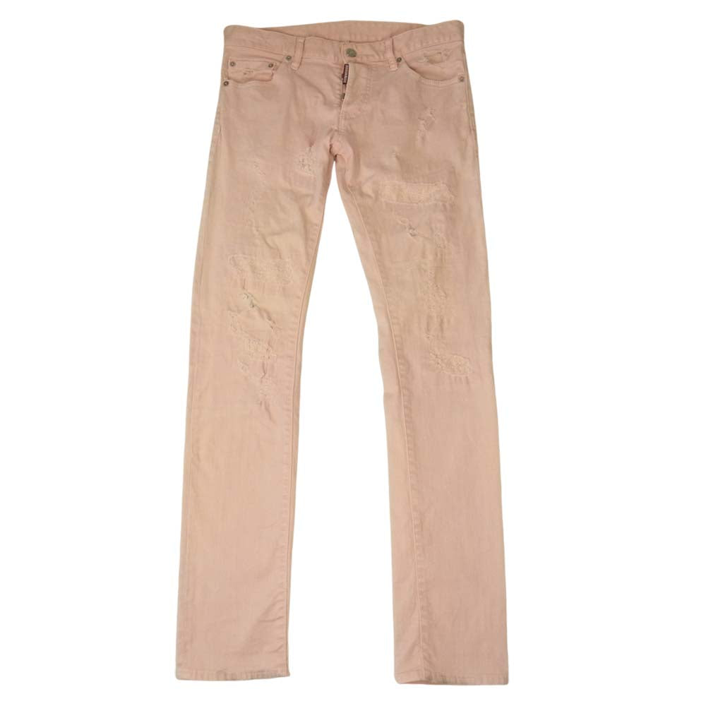 DSQUARED2 ディースクエアード S74LA0628 国内正規品 slim jean クラッシュ加工 カラーデニム パンツ ピンク系 36【中古】