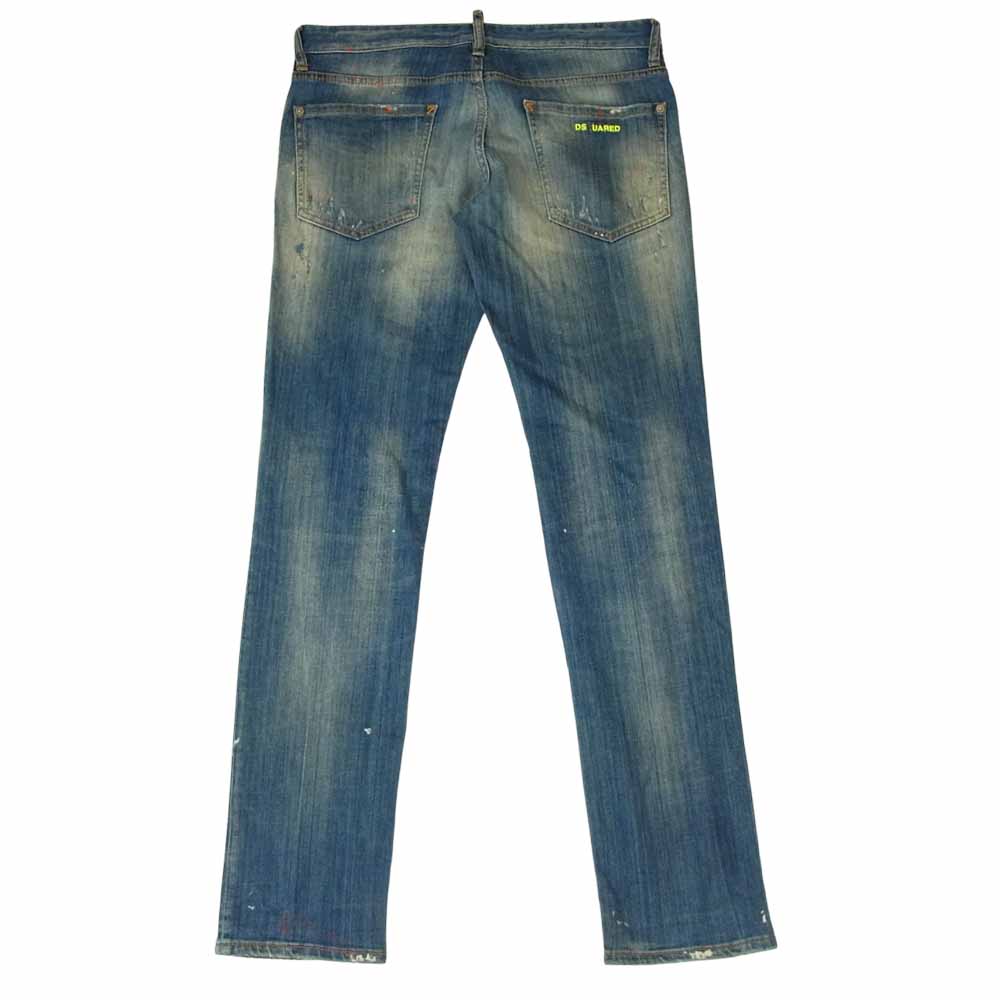 DSQUARED2 ディースクエアード S74LA0499 国内正規品 リペア エイジング ペイント加工 ストレッチ スリム デニム パンツ インディゴブルー系 46【中古】
