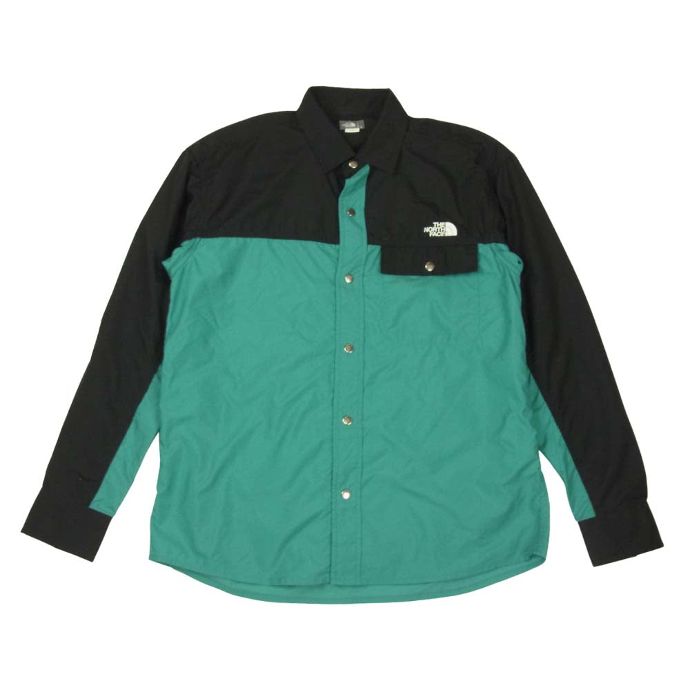 THE NORTH FACE ノースフェイス NR11961 L/S Nuptse Shirt  ロングスリーブ ヌプシ シャツ ブラック系 グリーン系 S【中古】