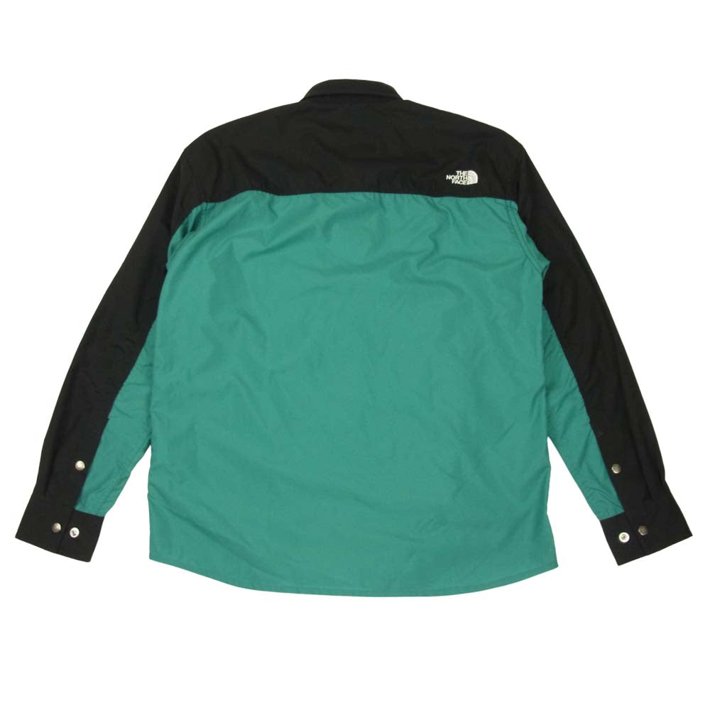 THE NORTH FACE ノースフェイス NR11961 L/S Nuptse Shirt  ロングスリーブ ヌプシ シャツ ブラック系 グリーン系 S【中古】