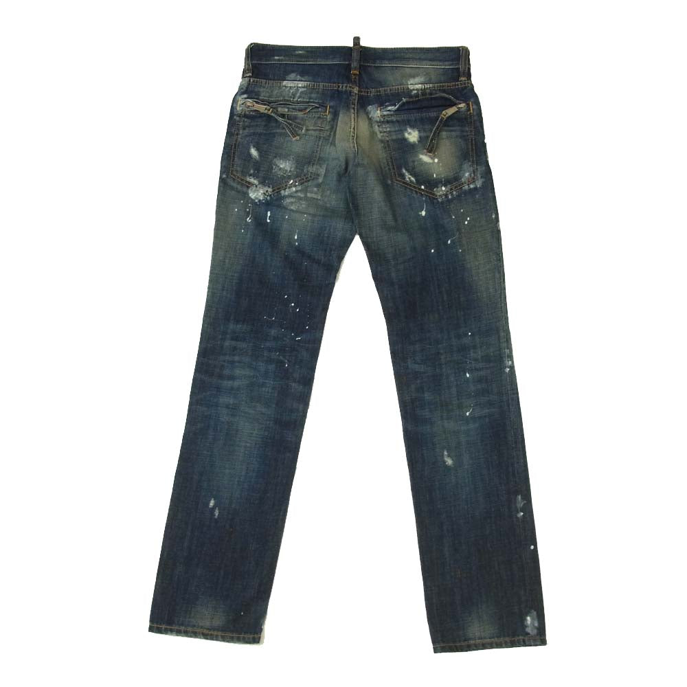 DSQUARED2 ディースクエアード S71LA0494 国内正規品 リペア ペイント ダメージ加工 デニム パンツ インディゴブルー系 44【中古】