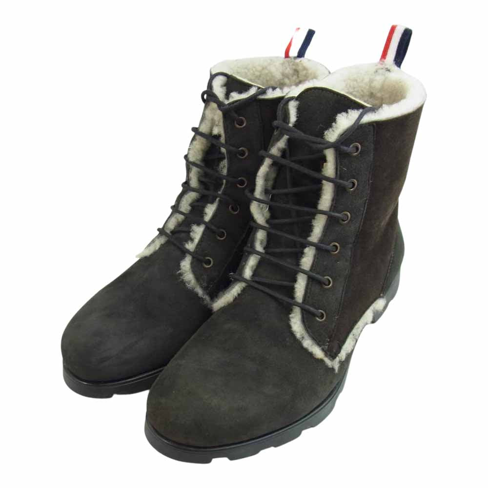 MONCLER モンクレール VANCOUVER バンクーバー 内ボア スエード レザー レースアップ ブーツ チャコール系 43【美品】【中古】